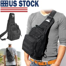 Men Backpack Tactical Sling Bag Chest Shoulder Body Molle Day Pack Pouch Black