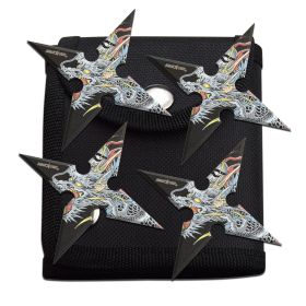 4-INCH 4 Points Throwing Stars with Pouch - 4 Pack