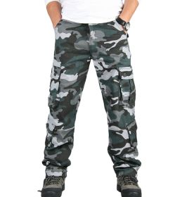 Men's Casual Military Pants Camo Cargo Work Pants Trousers (Color: Green, size: 36)