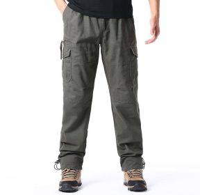 Men Multi-Pocket Outdoor Elastic Waist Cargo Pants (Color: Green, size: 34)