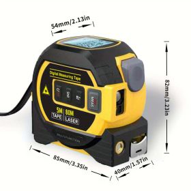 High Precision Laser Tape Measure 3in1 Rangefinder (Model: 5m Steel Tape + 80m Laser Ranging)