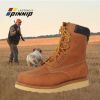 LASTING PINNIP Unisex Lightweight Leather Work Boots - Comfortable Working Boots Soft Moc Toe Slip Resistant Handcrafted Goodyear Welt Construction